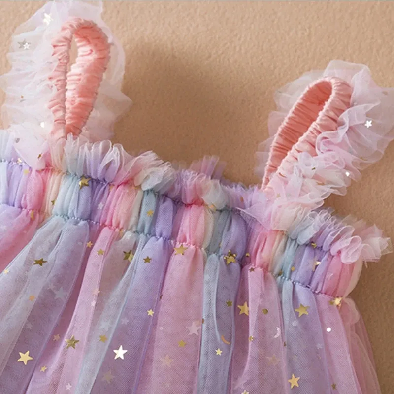 Sleeveless Princess Shimmery Frill Dress