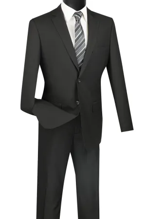Slim Fit 2 Piece 2 Button Suit (Black) SC900-12
