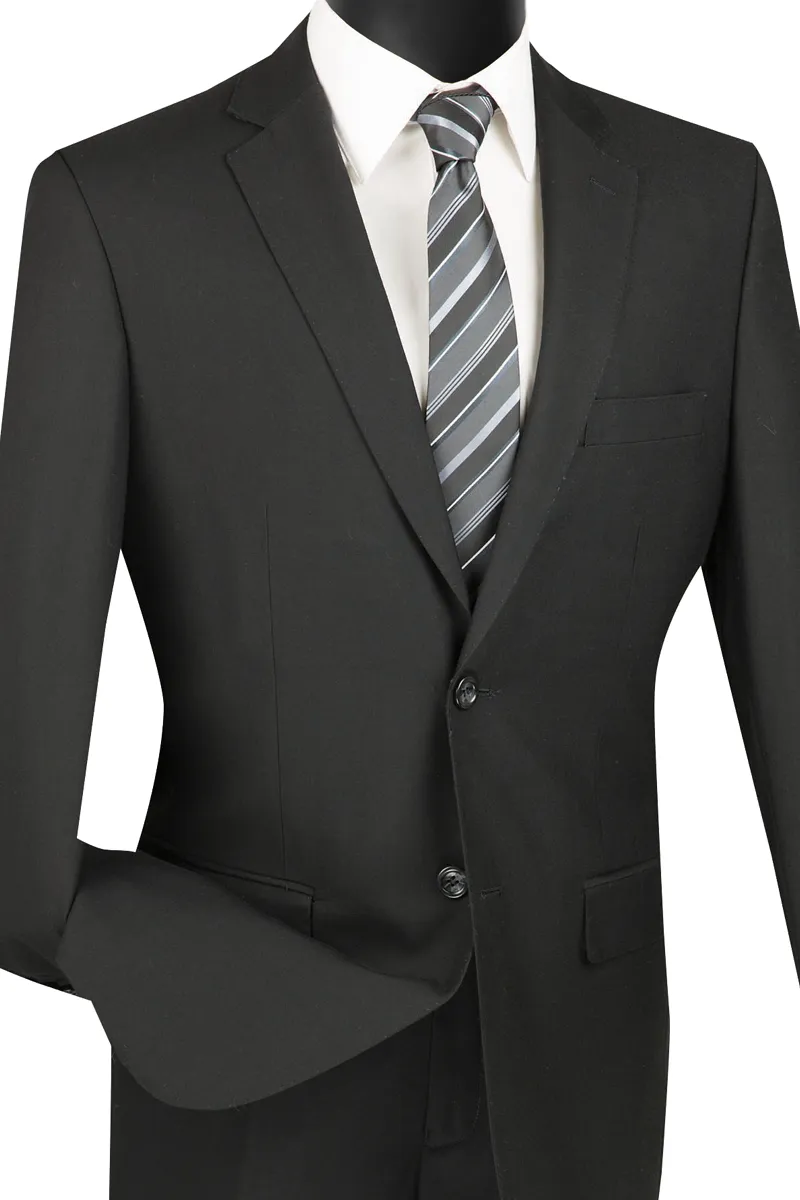 Slim Fit 2 Piece 2 Button Suit (Black) SC900-12