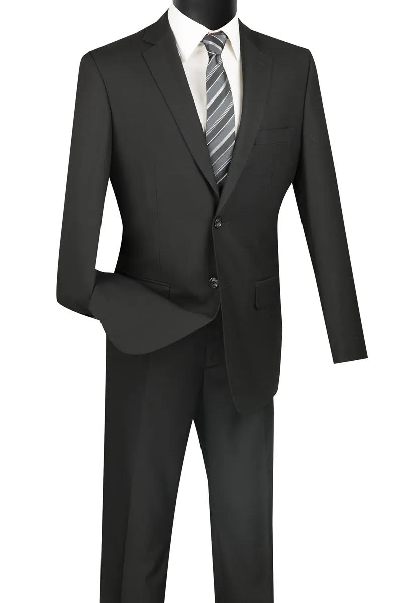 Slim Fit 2 Piece 2 Button Suit (Black) SC900-12