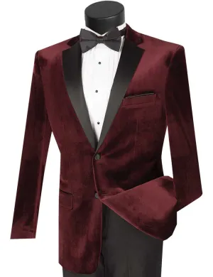 Slim Fit 2 Piece Velvet Tuxedo (Wine) T-SV