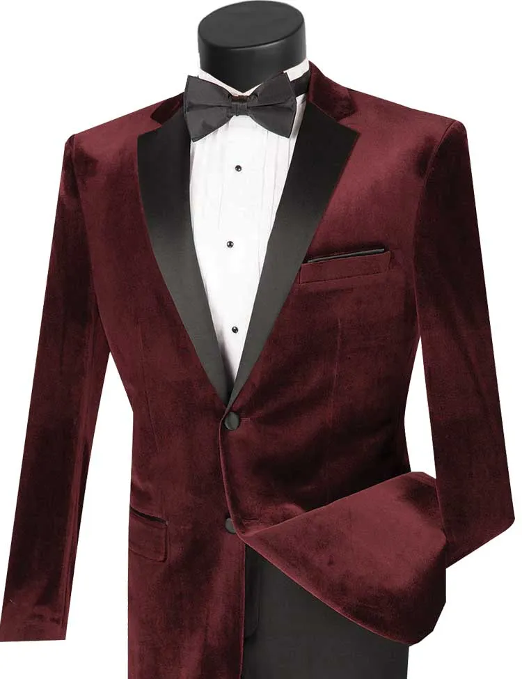 Slim Fit 2 Piece Velvet Tuxedo (Wine) T-SV