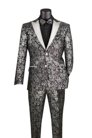 Slim Fit 2 Pieces with Matching Bow Tie Tuxedo Black TSJQ-1
