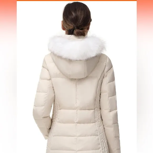 SLOW DOWN Women Winter Down Puffer Coat Warm Hooded Mid-Length Down Jacket