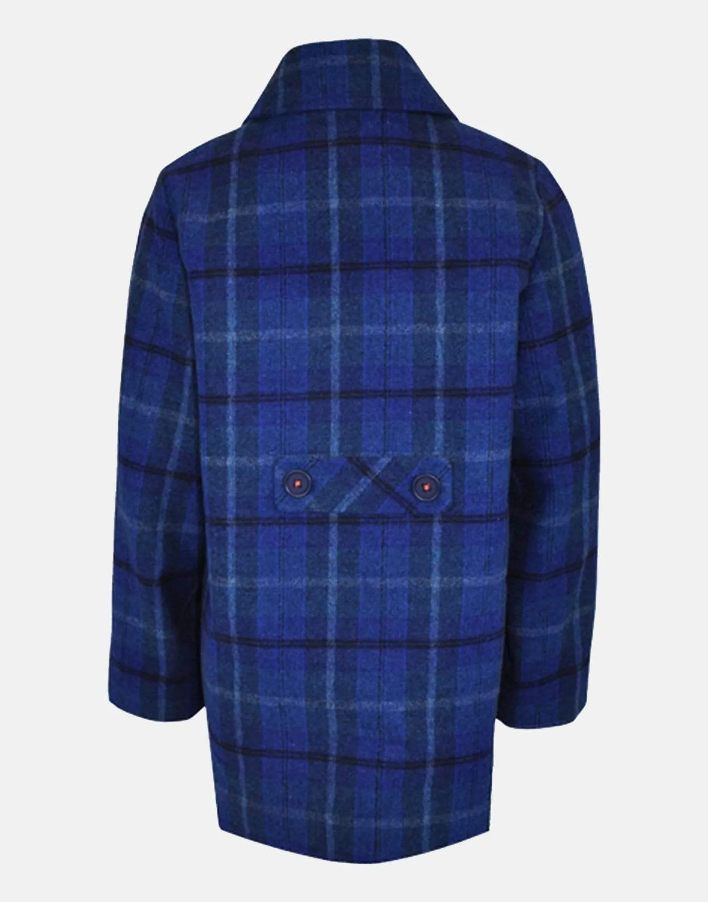 Sophie: Blue tartan embroidered wool coat