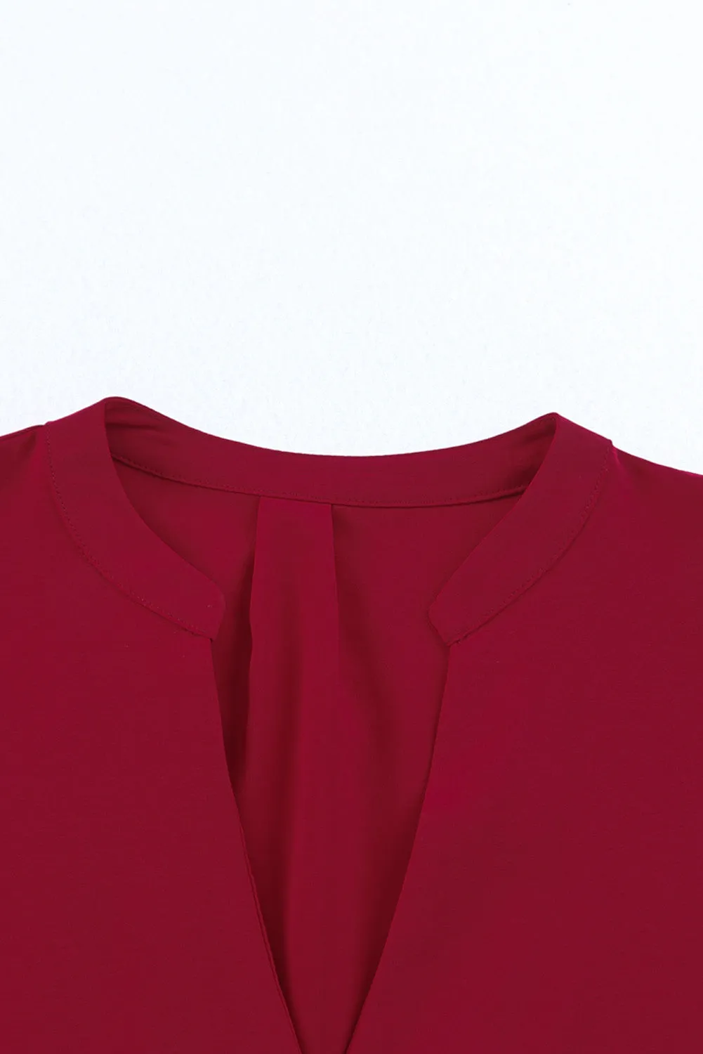 Split V Neck Ruffled Sleeves Shirt Dress