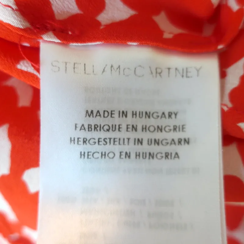 Stella McCartney Dress Gabel Heart Print Silk Size 44 Long Sleeve Shift