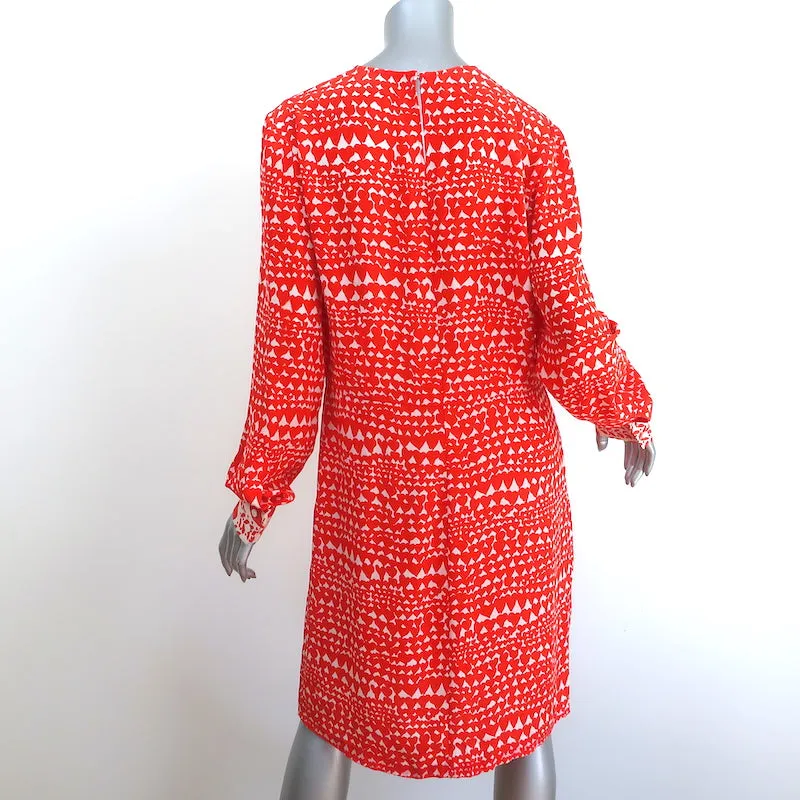 Stella McCartney Dress Gabel Heart Print Silk Size 44 Long Sleeve Shift