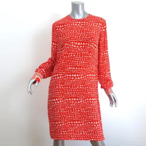 Stella McCartney Dress Gabel Heart Print Silk Size 44 Long Sleeve Shift