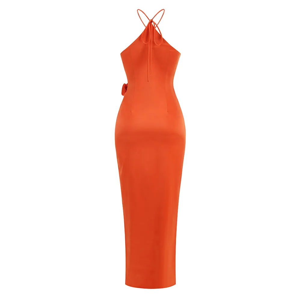 Strappy Sleeveless Flowers Maxi Dress KLYF1218