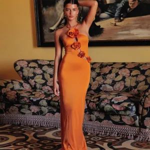 Strappy Sleeveless Flowers Maxi Dress KLYF1218