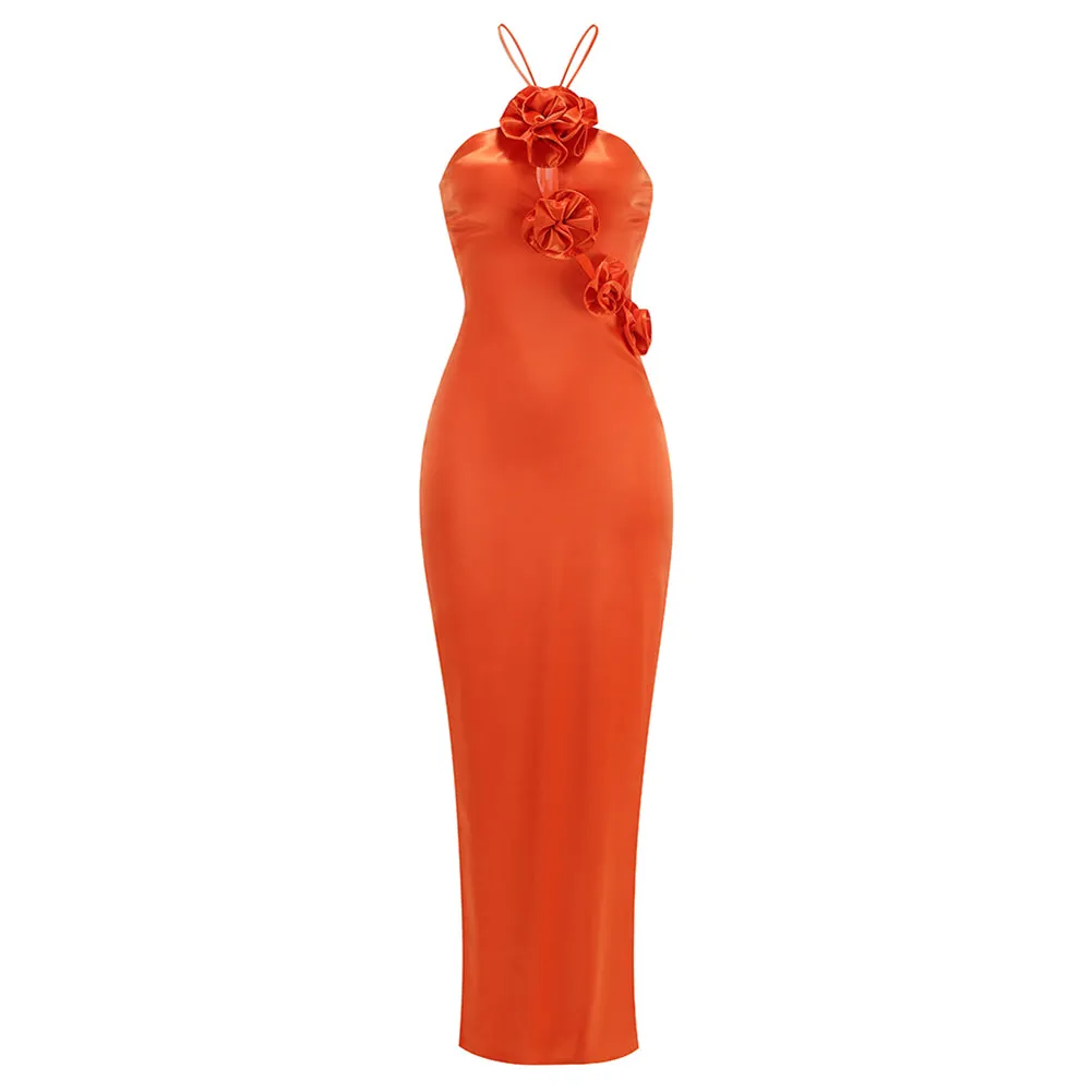 Strappy Sleeveless Flowers Maxi Dress KLYF1218