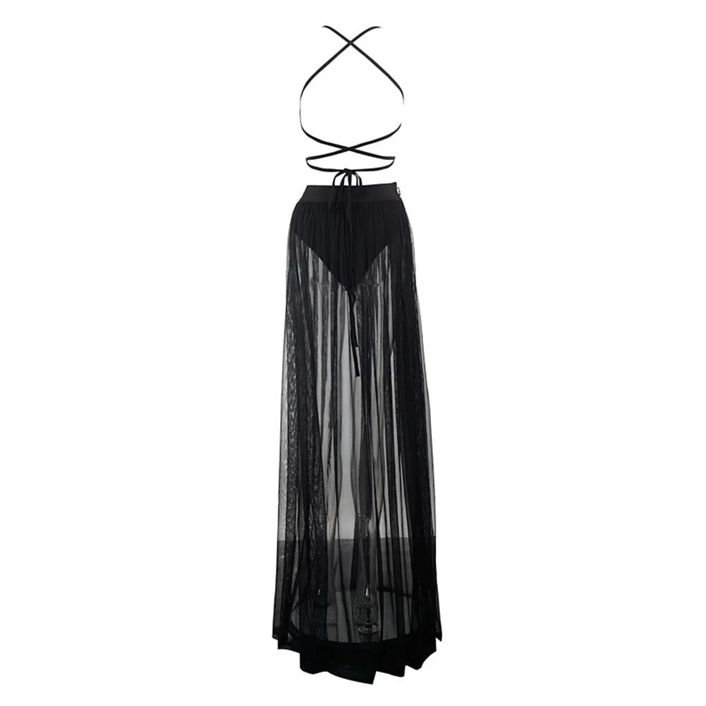 Strappy Sleeveless Mesh Maxi Bandage Dress PZC2505