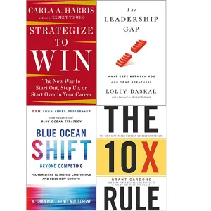 Strategize to Win,Leadership Gap,Blue Ocean Shift,The 10X Rule 4 Books Collection Set