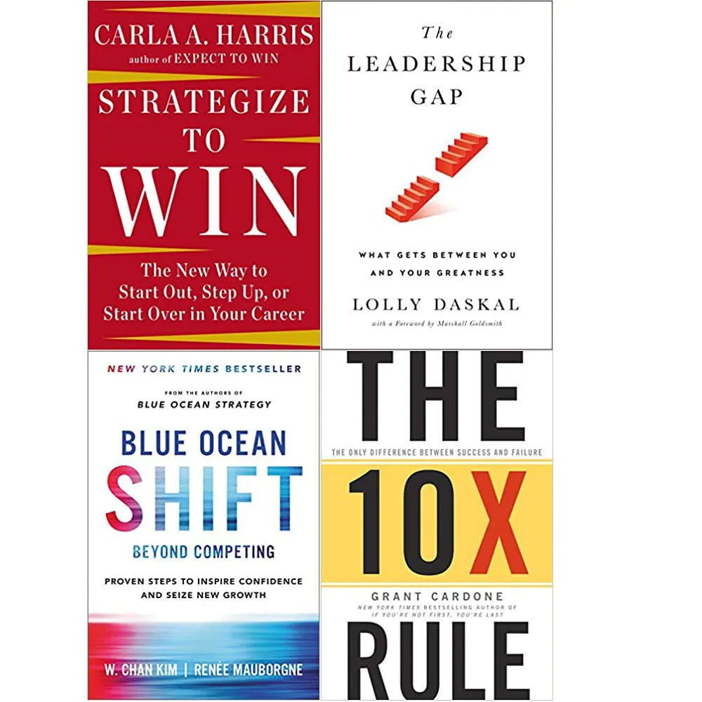 Strategize to Win,Leadership Gap,Blue Ocean Shift,The 10X Rule 4 Books Collection Set