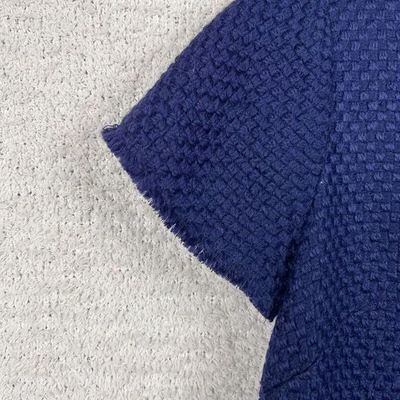 STS Sail To Sable Dress Womens 6 Navy Blue Tweed Raw Edges Lined Wool Blend