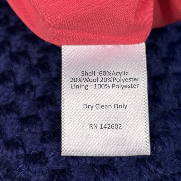 STS Sail To Sable Dress Womens 6 Navy Blue Tweed Raw Edges Lined Wool Blend