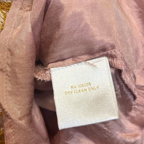 Sundance Pink Gold Floral Embroidered Shift Dress Cocktail Party. Size Medium