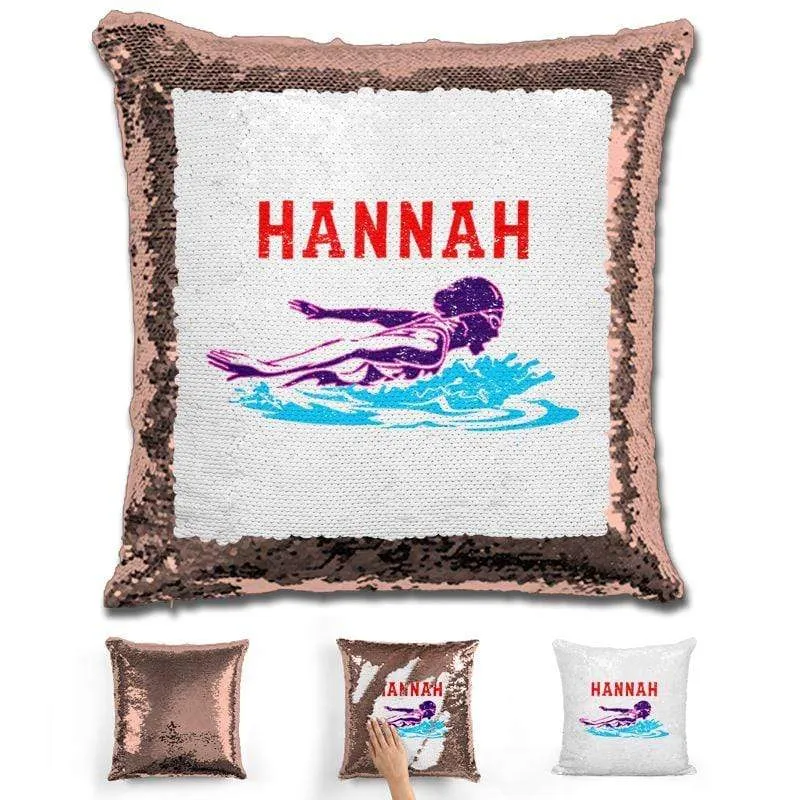 Swimming Personalized Magic Sequin Pillow