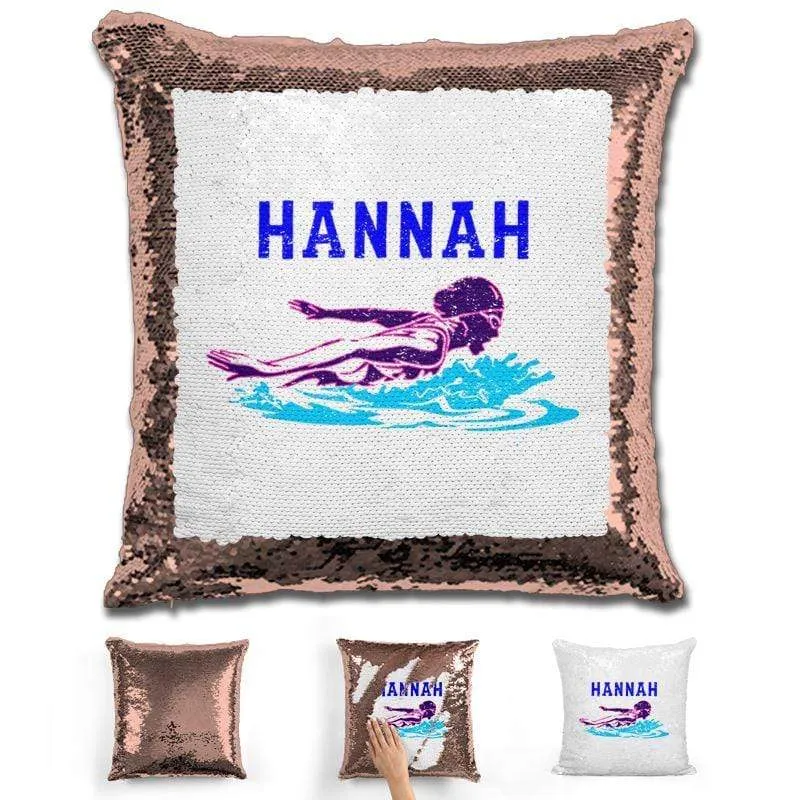 Swimming Personalized Magic Sequin Pillow
