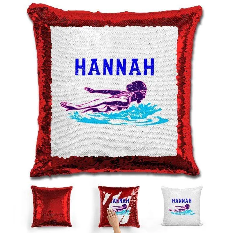 Swimming Personalized Magic Sequin Pillow
