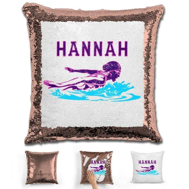 Swimming Personalized Magic Sequin Pillow
