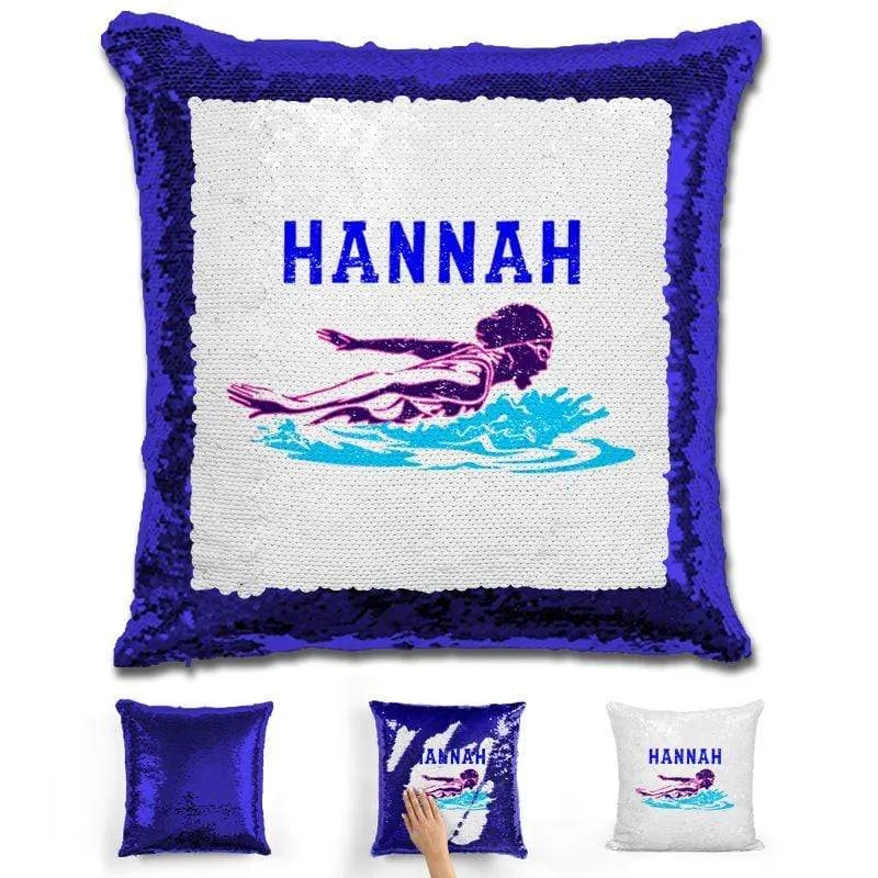 Swimming Personalized Magic Sequin Pillow