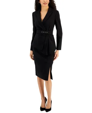Tahari Asl Womens Belted Wrap Skirt Suit NAM905-TH