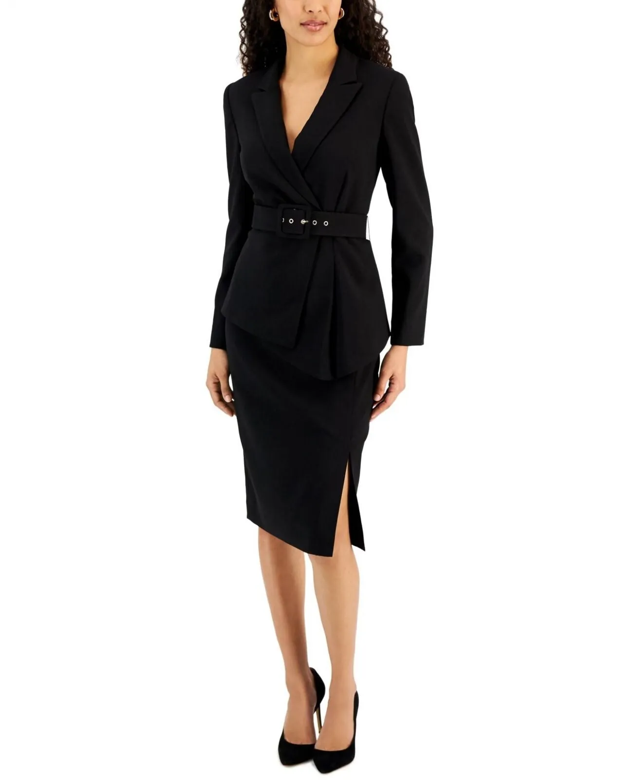 Tahari Asl Womens Belted Wrap Skirt Suit NAM905-TH