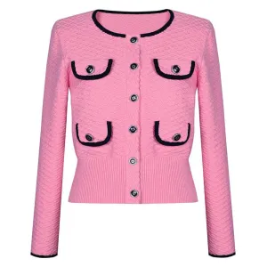 Tailored Button-Up Cardigan Jacket   Wide-Leg Pantsuits Two Pieces Formal Suit