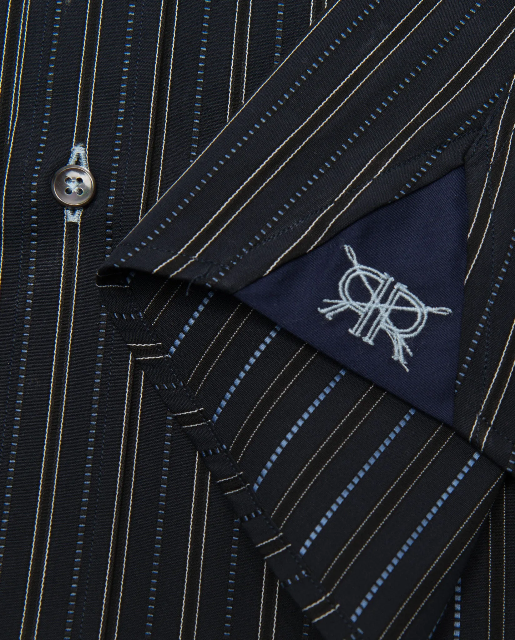 Tailored - Navy with Blue Stripes and White Collar and Cuffs
