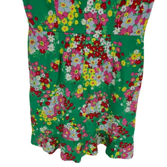 Talbots Dress Green Floral Spring Easter Colorful Shift 10
