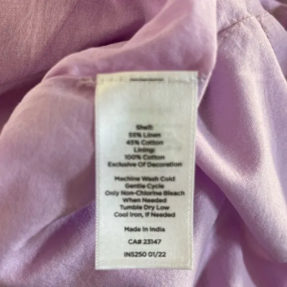 Talbots Purple Embroidered Linen Sleeveless Shift Dress Size 4 NWT