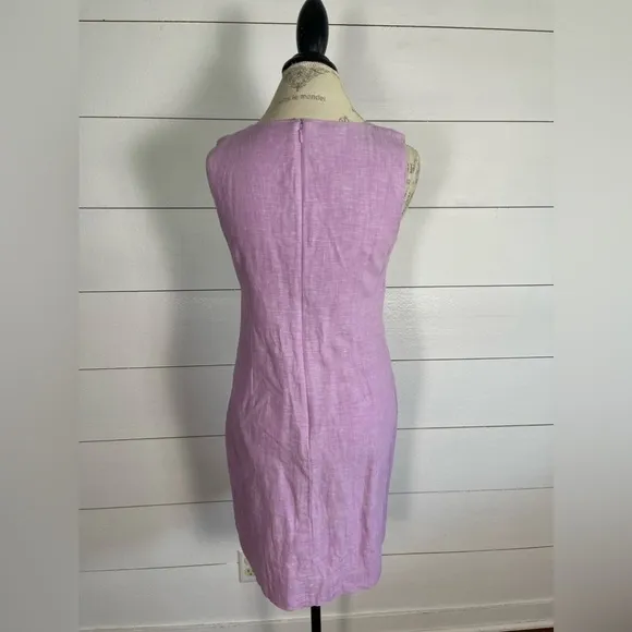 Talbots Purple Embroidered Linen Sleeveless Shift Dress Size 4 NWT