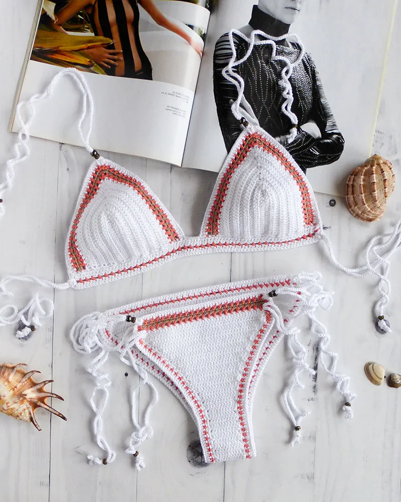 Tamarillo Two Piece Crochet Bikini With Beads