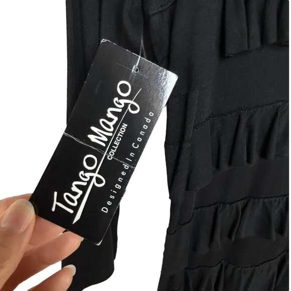 Tango Mango Jersey Knit Ruffled Dress Size S Black NWT