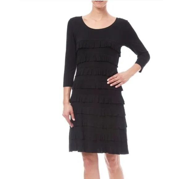 Tango Mango Jersey Knit Ruffled Dress Size S Black NWT