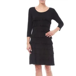 Tango Mango Jersey Knit Ruffled Dress Size S Black NWT