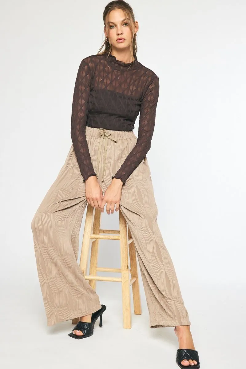Textured Wide Leg Pant {Mocha}