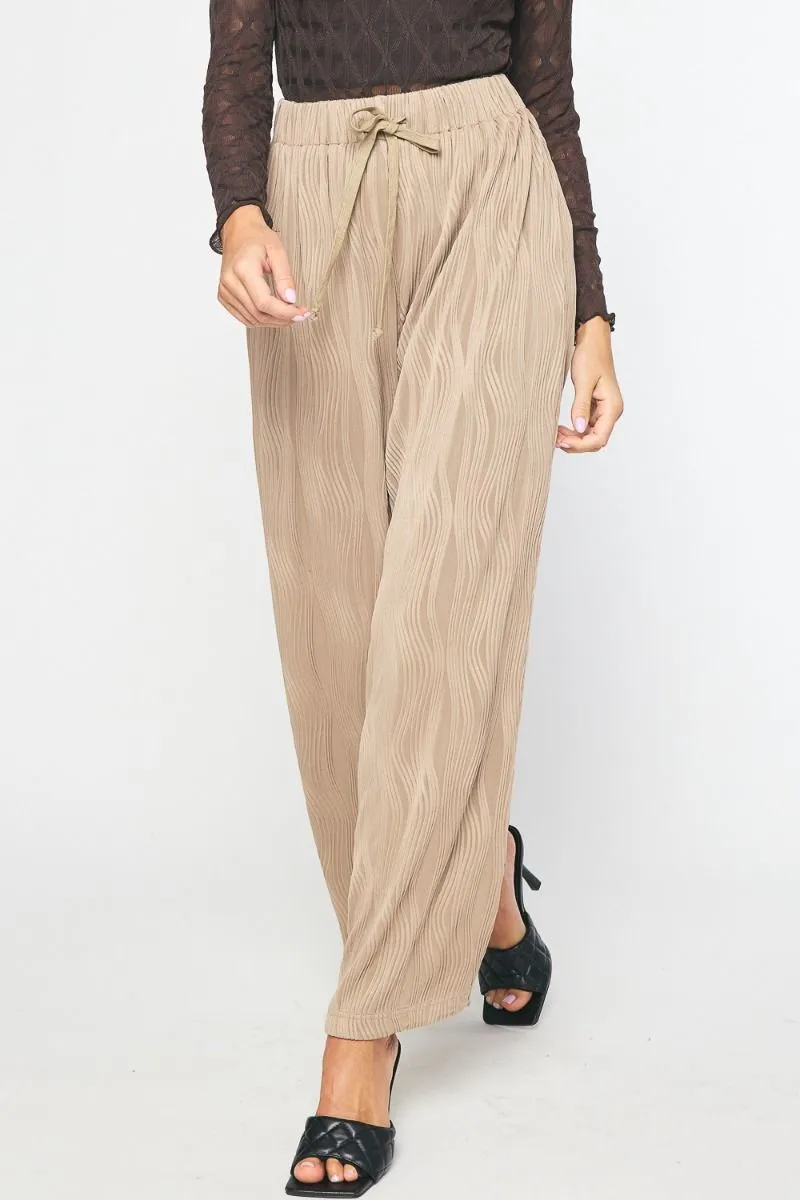 Textured Wide Leg Pant {Mocha}