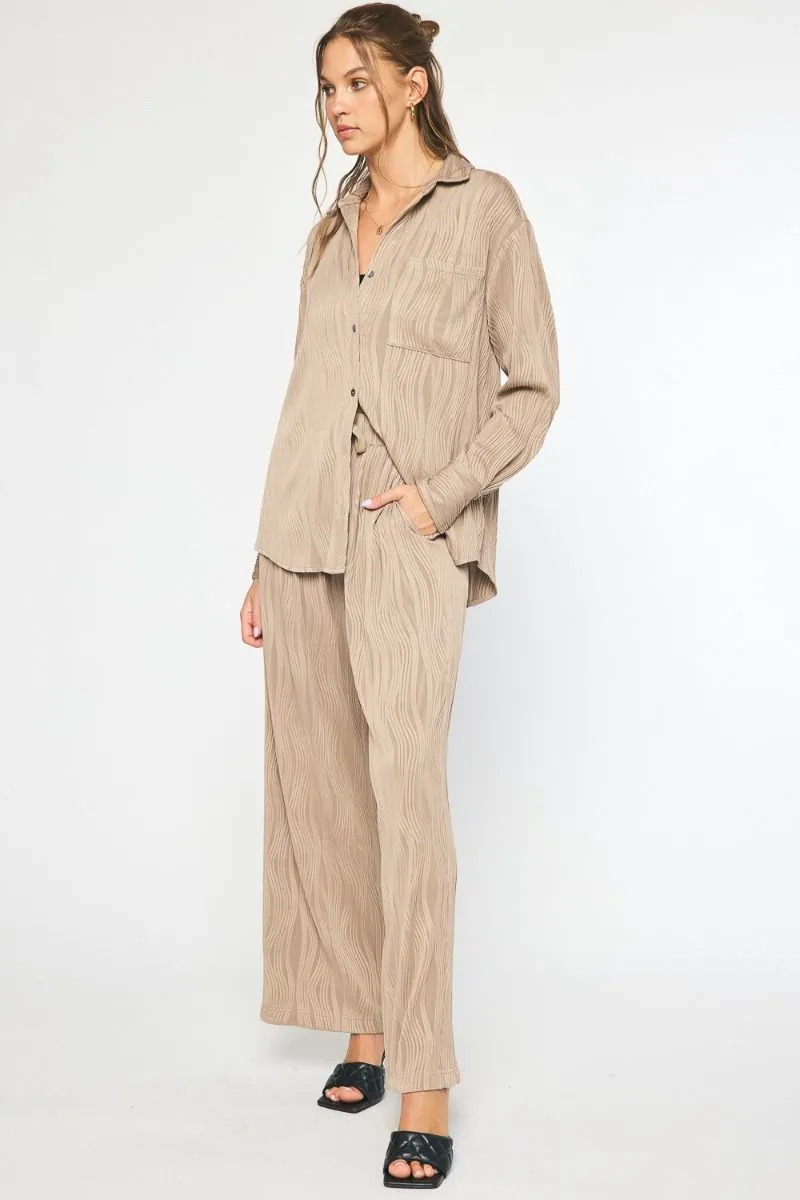 Textured Wide Leg Pant {Mocha}