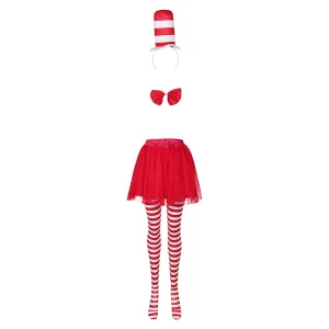The Cat In The Hat Original kids Children Cosplay Costume Outfits Halloween Carnival Suit