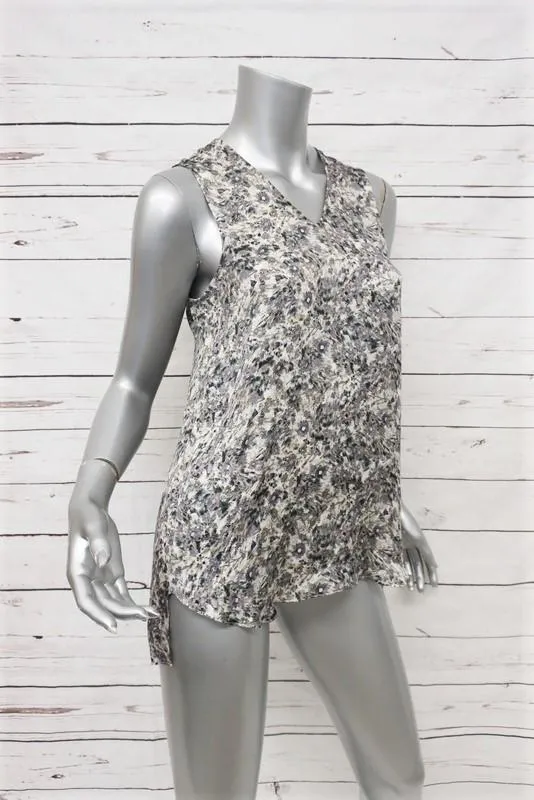 Theyskens' Theory Tank Top Tirty Floral Print Silk Size Petite High-Low Blouse