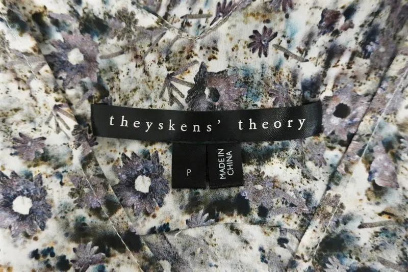 Theyskens' Theory Tank Top Tirty Floral Print Silk Size Petite High-Low Blouse