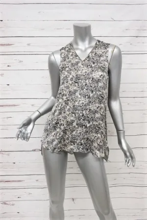 Theyskens' Theory Tank Top Tirty Floral Print Silk Size Petite High-Low Blouse