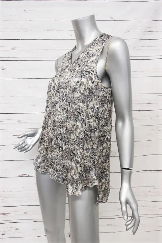 Theyskens' Theory Tank Top Tirty Floral Print Silk Size Petite High-Low Blouse