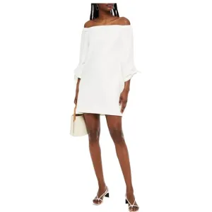 TIBI BLACK Shift Tie Cuffs Bracelet Sleeve Off Shoulder Short Jersey Dress 4
