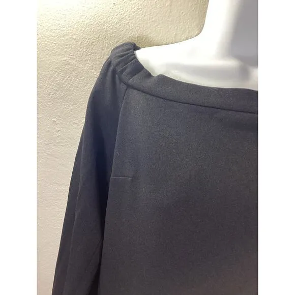TIBI BLACK Shift Tie Cuffs Bracelet Sleeve Off Shoulder Short Jersey Dress 4
