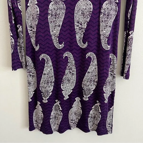 Tory Burch Women’s Silk Purple Paisley Long Sleeve Work Business Dress XS