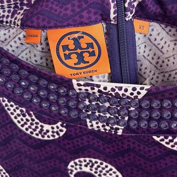 Tory Burch Women’s Silk Purple Paisley Long Sleeve Work Business Dress XS